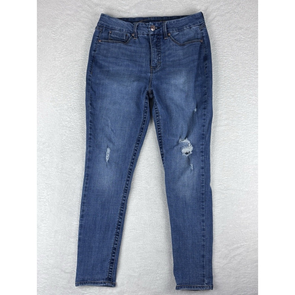 Seven 7 Womens High Rise Jeans Blue Slim Distressed Size 32